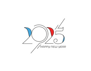 Happy New Year 2025 Text Typography Design Element flyer, banner design.
