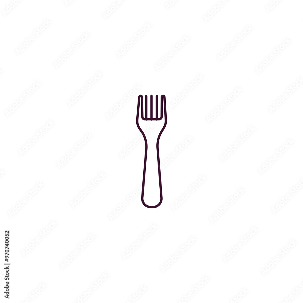 Aufkleber fork outline icon. Linear vector from kitchen concept. Thin line fork icon isolated on white background