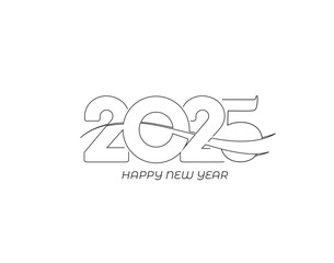 Obraz premium Happy New Year 2025 Text Typography Design Element flyer, banner design.