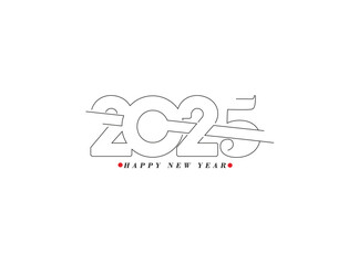 Happy New Year 2025 Text Typography Design Element flyer, banner design.