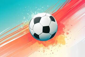 Fototapeta premium A stylized soccer ball on a colorful background, emphasizing sports and recreation.
