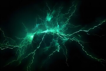 Obraz premium Fantasy Green Lightning – Abstract Electrical Energy Background