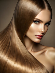 Fototapeta premium portrait of a beautiful woman with long hair for haircare campaign