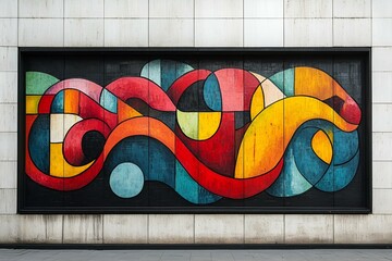 a colorful art on a wall.