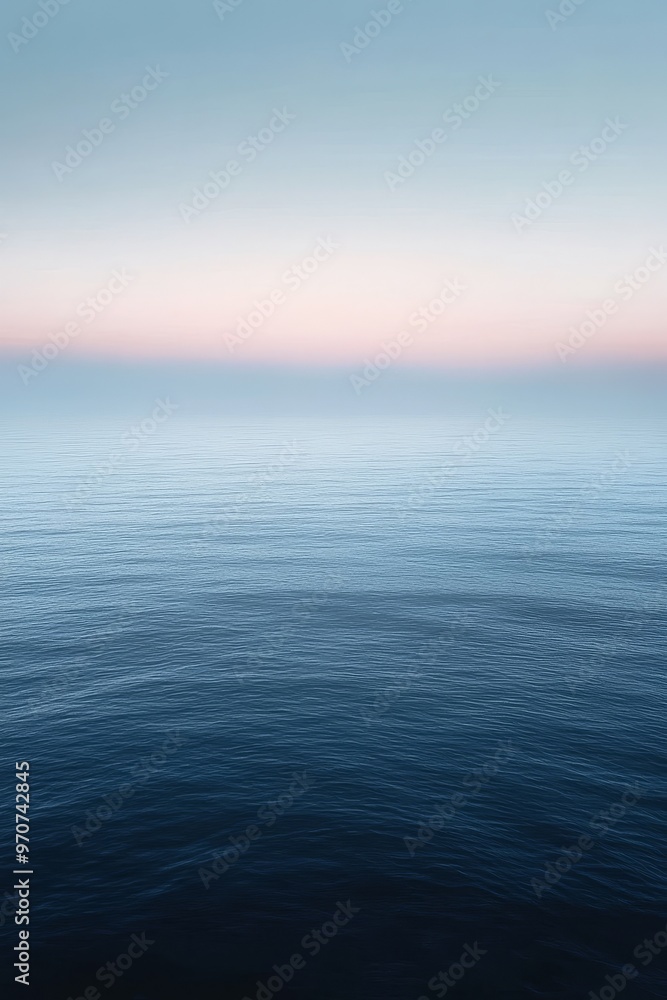 Poster a smooth gradient background from blue to gray, presenting a sky of dusk or dawn with subtle grainin