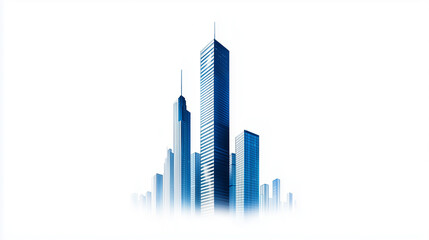 Fototapeta premium A minimalist illustration of a skyscraper, representing corporate business, isolated on a white background