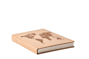 Stylish book with a world map on the cover, perfect for travel enthusiasts and adventurers seeking inspiration.