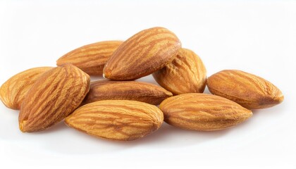 Roasted almond nuts isolated on white background with clipping path. ai generated