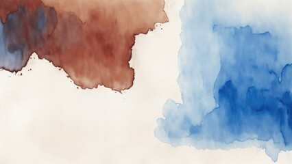 Brown and Blue Watercolor blot painting texture abstract background