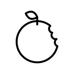 Peach icon outline. Simple fruit symbol. Minimalist vector illustration. Black line art.