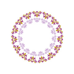 Round wreath ikat luxury colorful design, round ornament floral abstract pattern, classic Victorian traditional style, illustration vintage design, ikat flower pattern. Ideally for all decoration.