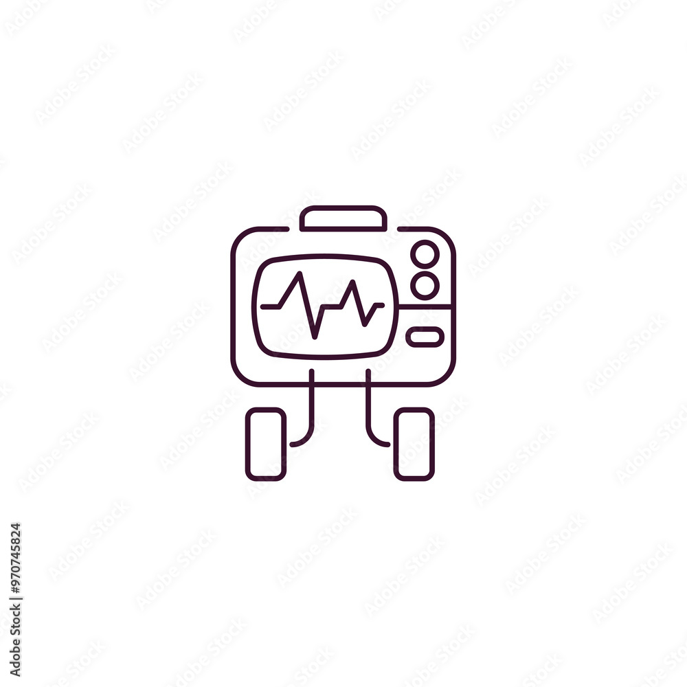 Poster defibrillator outline icon. linear vector from health and medical concept. thin line defibrillator i