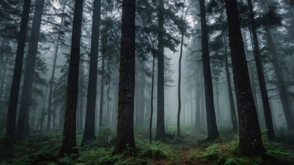 Obraz premium Mysterious Foggy Forest