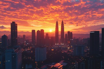Time of day in Kuala Lumpur with city skyline views.
