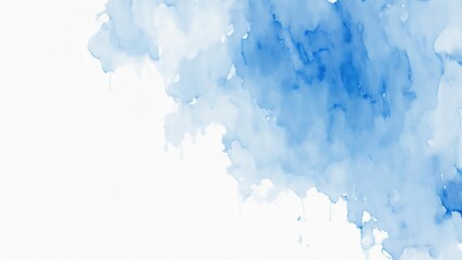 White and Blue Watercolor blot painting texture abstract background