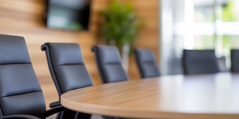 Fototapeta premium A conference table and an unoccupied meeting room