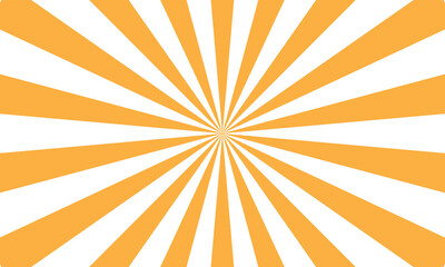 Yellow sun with wavy rays background. Poster with sunburst, sunrise or sunset in trendy 60 s 70s 80s groovy style. Preppy summer theme background. Vector illustration. EPS 10/AI