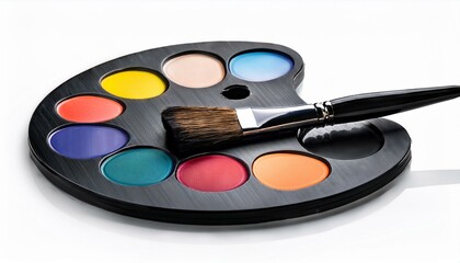 black silhouette contrast color palette with brush icon, isolated on white background, cutout