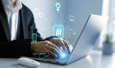 AI computing and neural engine CPU.Artificial Intelligence and data analytics, robotic...