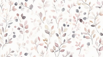 Exquisite retro style patterns of flowers and leaves in light pink, cream, and beige colors, with a soft watercolor texture on a white background and a retro decorative theme design.