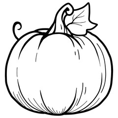 White background, black lines,pumpkin