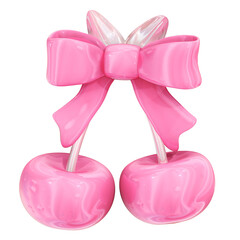 Cute 3d Y2k Pink Kawaii Glossy Christmas cherry with bow