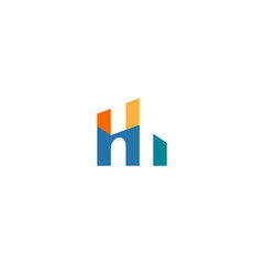simple letter H logo, building colorful vector