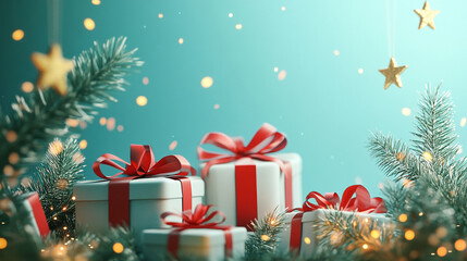 Beautiful Christmas colorful small and big present gift boxes background merry Christmas and happy new year