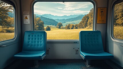 Serene Swiss Farmland Viewed Through Train Window