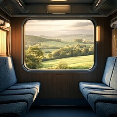 Serene Swiss Farmland Viewed Through Train Window