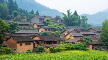 Village in Wangxian Valley in Shangrao Jiangxi China
