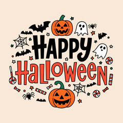 Naklejka premium Festival Halloween Typography with Spooky Elements