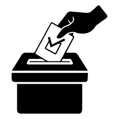black box vote icon black and white vector art template 