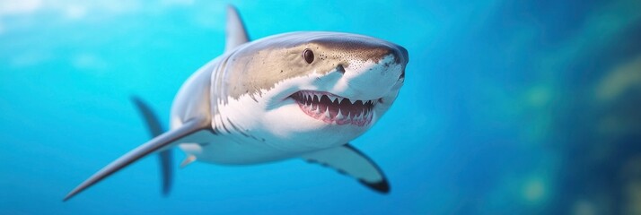 Naklejka premium Incredible Chum Line Attack by a Great White Shark During a Shark Cage Dive in Port.