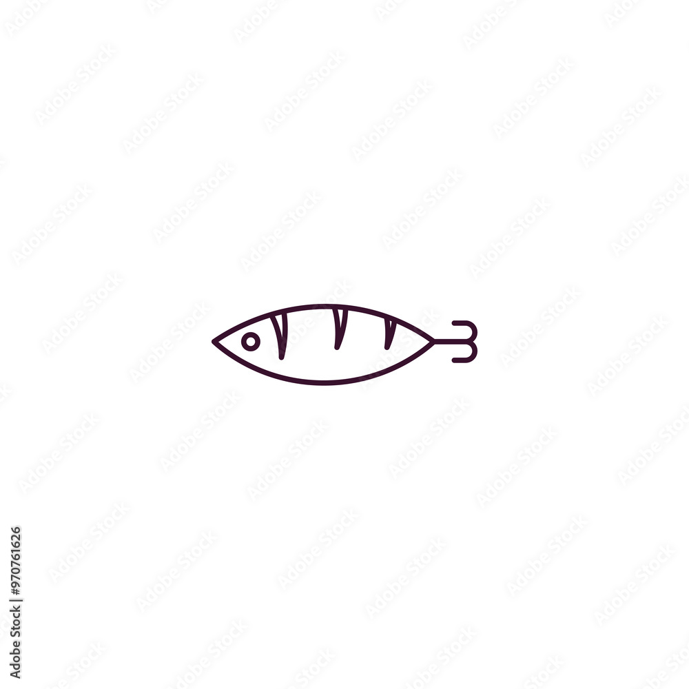 Poster fish facing right outline icon. linear vector from nautical concept. thin line fish facing right ico