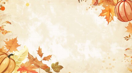 A warm and inviting Thanksgiving card background. The background might feature a cornucopia filled with an abundance of fruits and vegetables