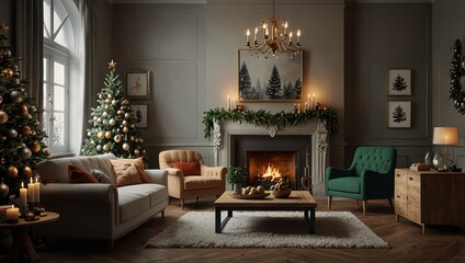 Fototapeta premium festive christmas interior