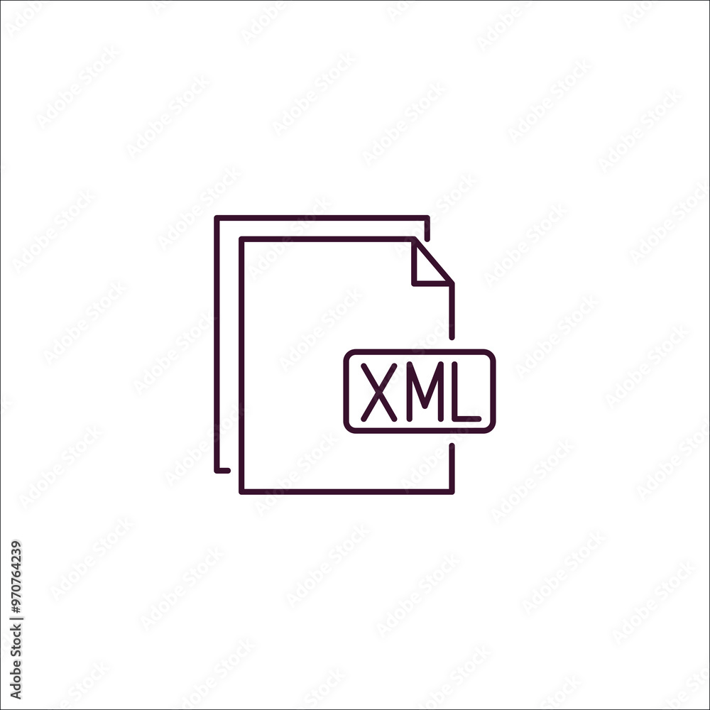 Fototapete xml outline icon. linear vector from programming concept. thin line xml icon isolated on white backg