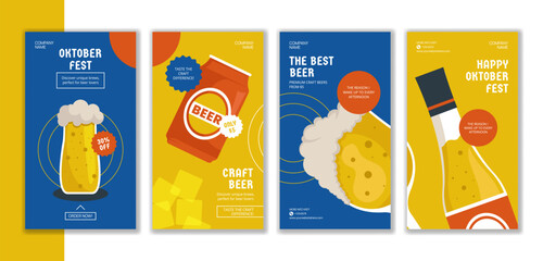 Oktoberfest Party Social Media Stories Flat Cartoon Hand Drawn Templates Background Illustration