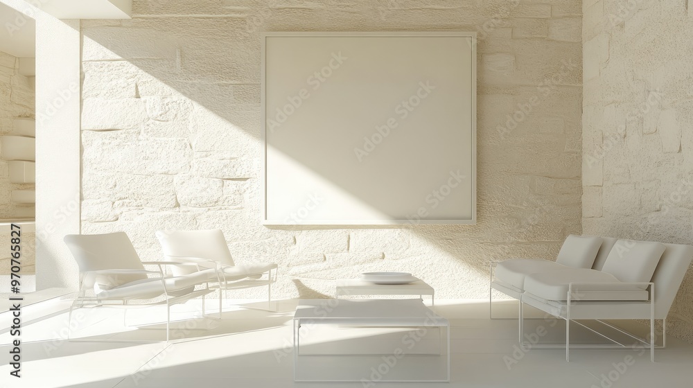 Poster modern minimalist mockup of an empty room with blank frame