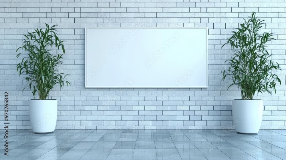 Poster modern minimalist mockup of an empty room with blank frame