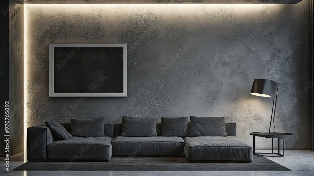 Poster modern minimalist mockup of an empty room with blank frame