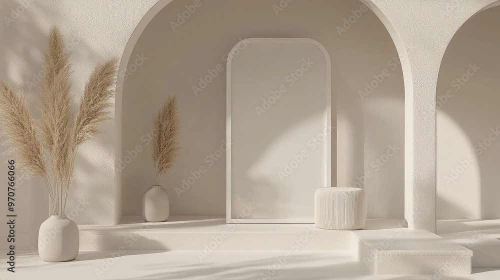 Poster modern minimalist mockup of an empty room with blank frame
