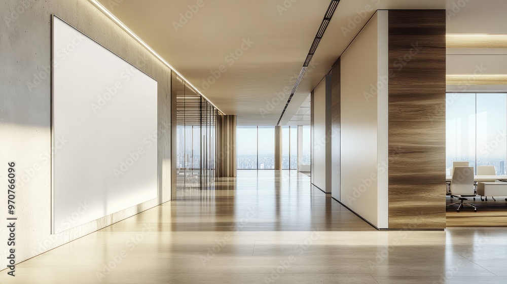 Poster modern minimalist mockup of an empty room with blank frame