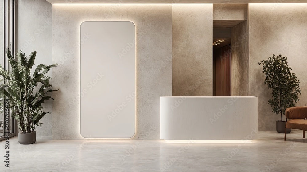 Poster modern minimalist mockup of an empty room with blank frame