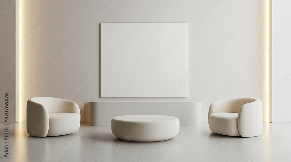 Poster modern minimalist mockup of an empty room with blank frame