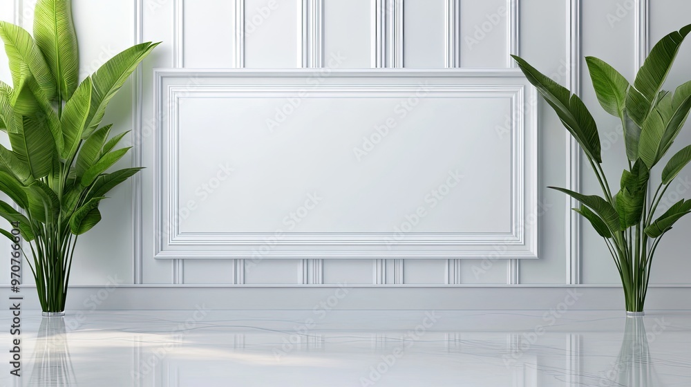 Poster modern minimalist mockup of an empty room with blank frame