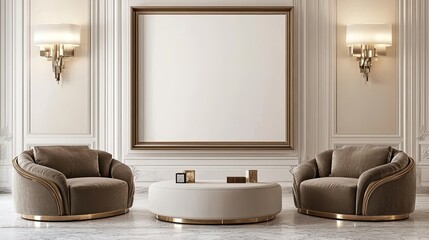 Modern Minimalist Mockup of an Empty Room with Blank Frame