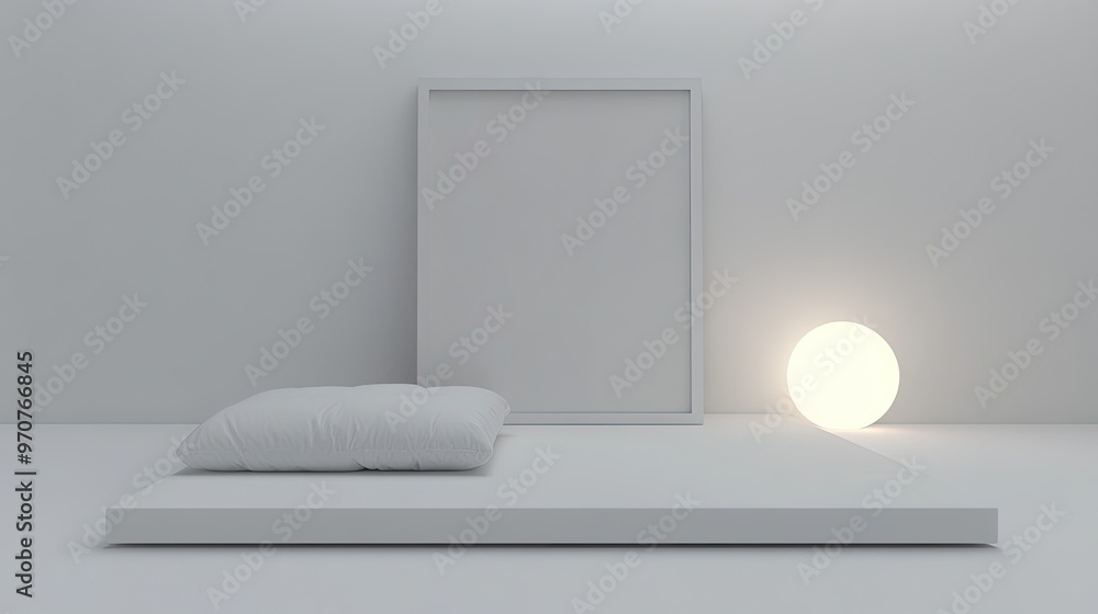 Poster modern minimalist mockup of an empty room with blank frame