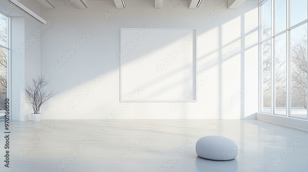Poster modern minimalist mockup of an empty room with blank frame